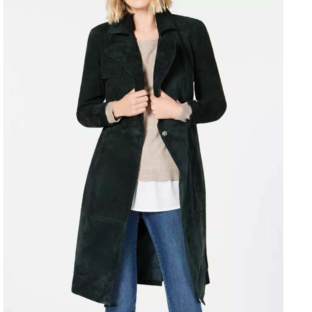 I.N.C. Suede O-Ring Trench Coat- Sz L